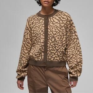 Nike Jordan Elephant Jacquard Wool Blend Oversized Cardigan Sweater Plus Size 2X